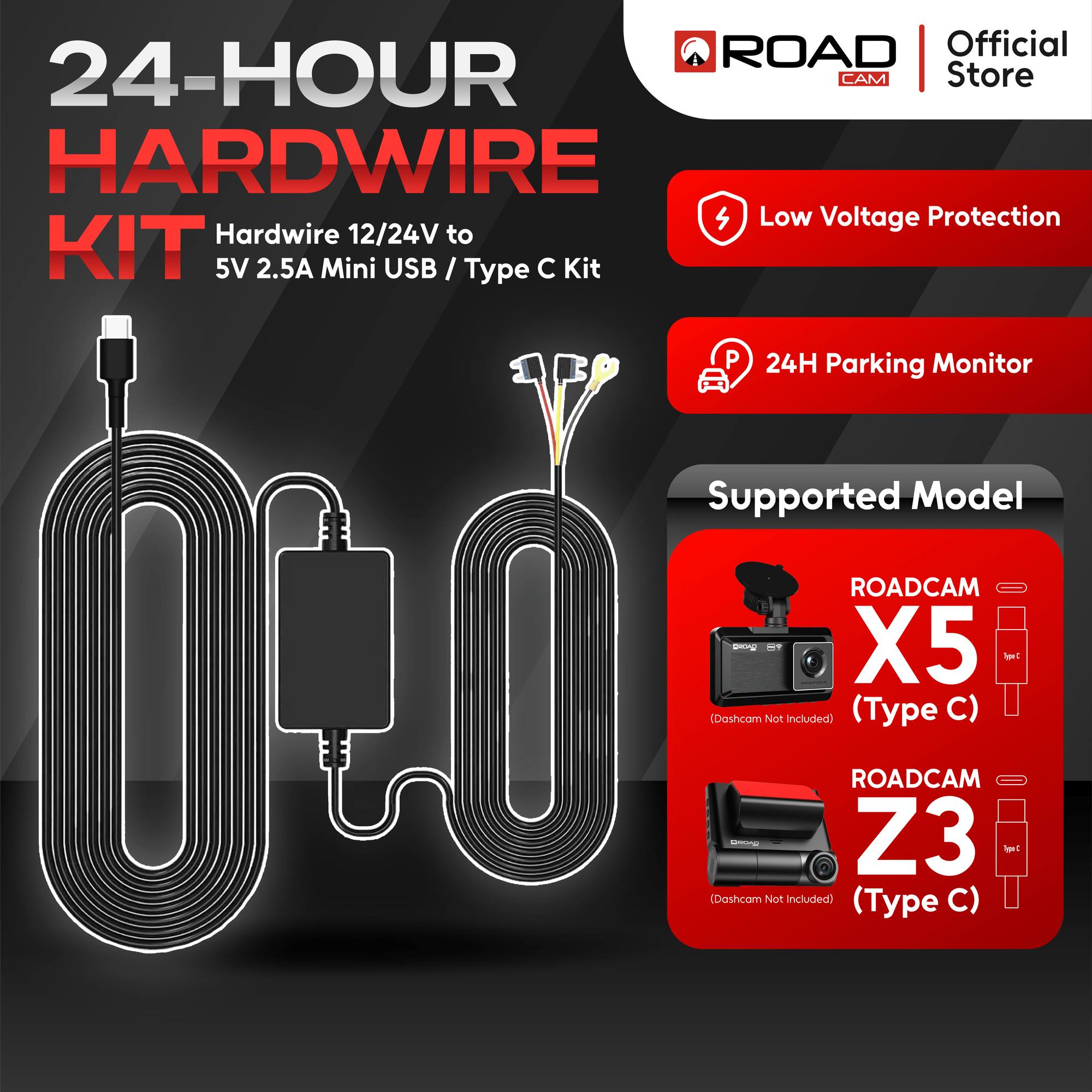 Hardwire Specification 24-HOURS HARDWIRE KIT – ROADCAM.MY